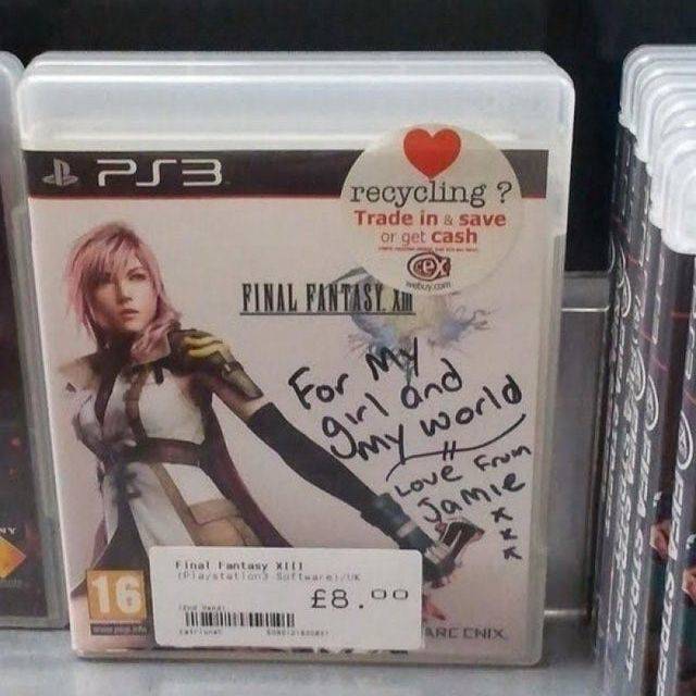 Used game with note written on case: for my girl and my world, love from Jamie