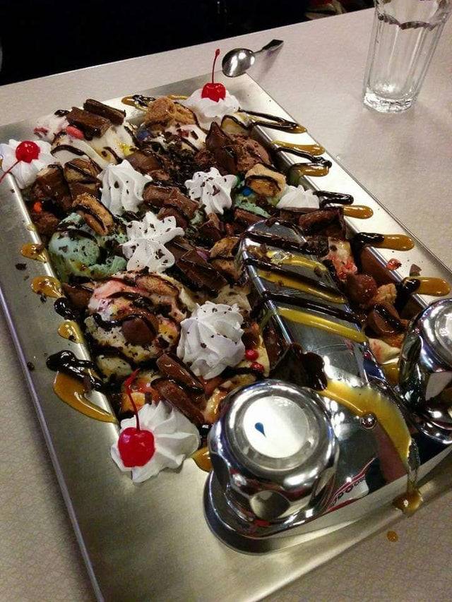 Ice cream served in sink