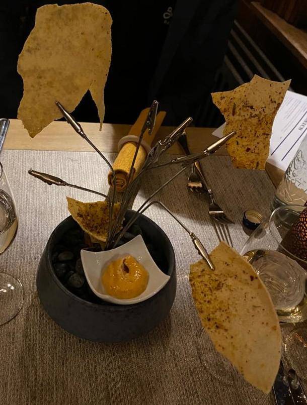 food served on photo stand