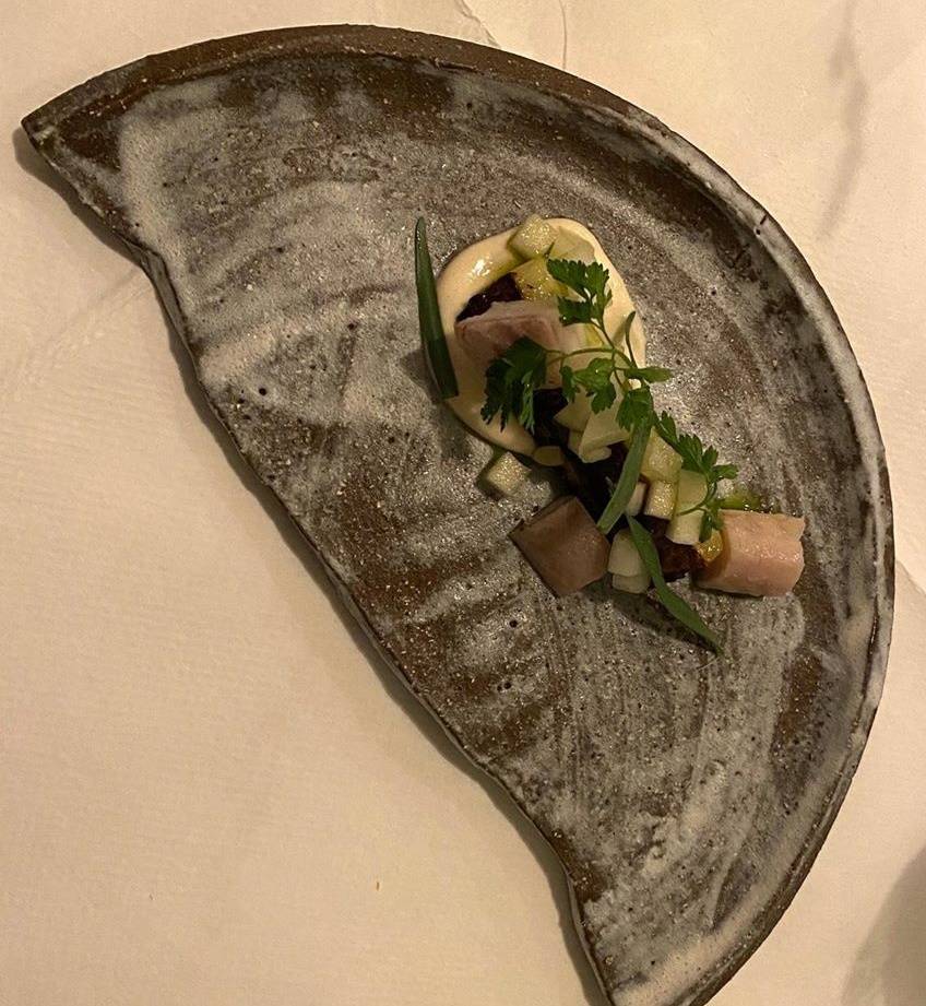 half a plate with fancy food