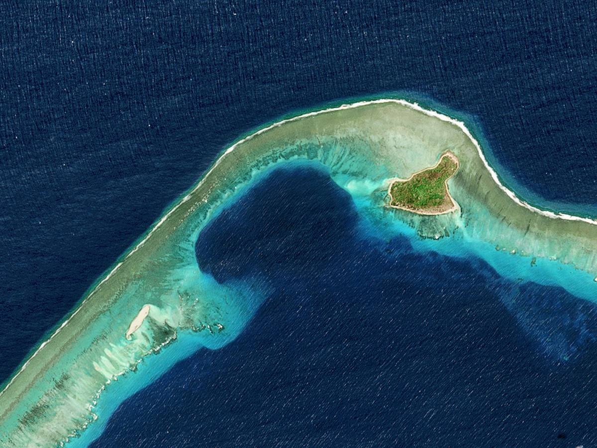 Bikini Atoll is seen from an aerial view.