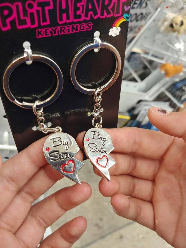 big sister broken heart keychains