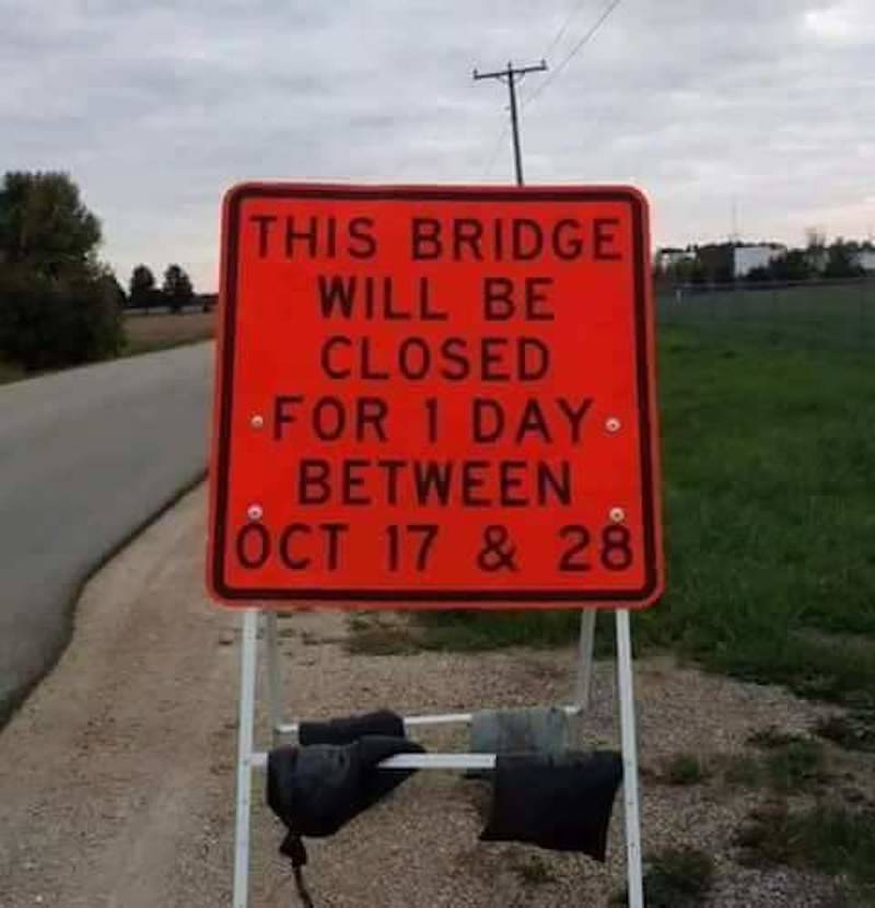 bridge closed sign