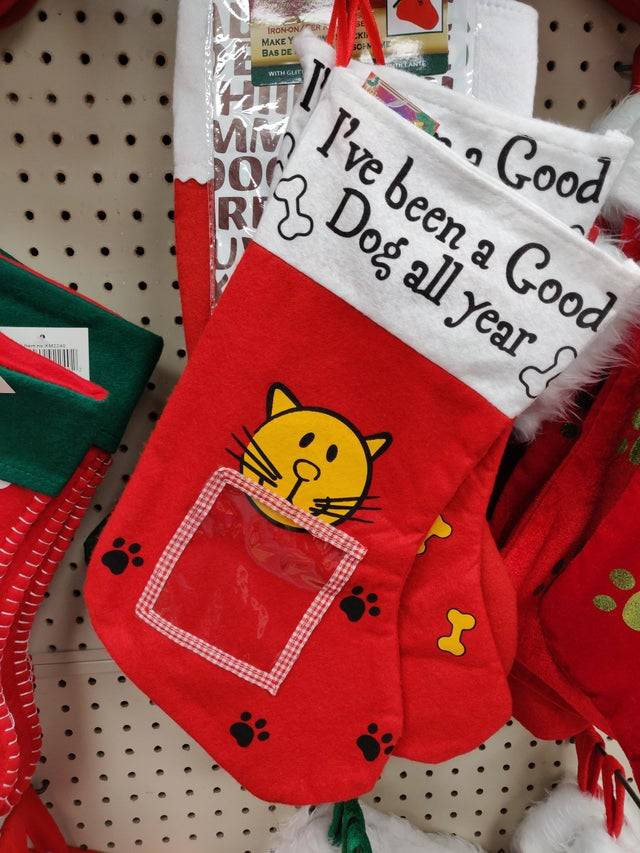 good dog stocking with cat on it