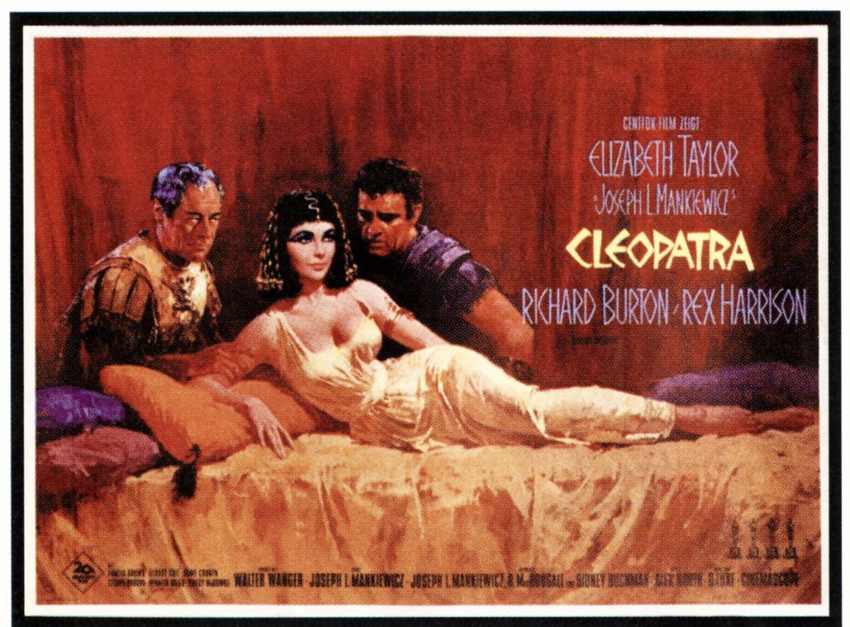 Cleopatra, poster, from left: Rex Harrison, Elizabeth Taylor, Richard Burton, 1963.