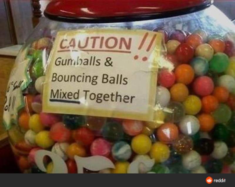 mixed bouncy balls and gum balls