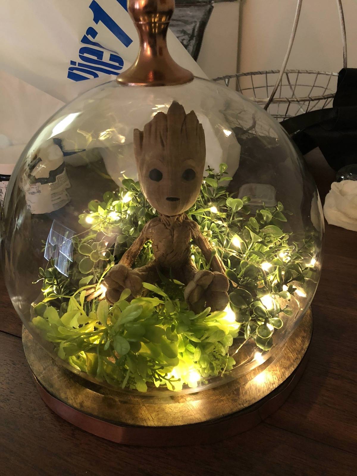 groot ball with lights and leafs