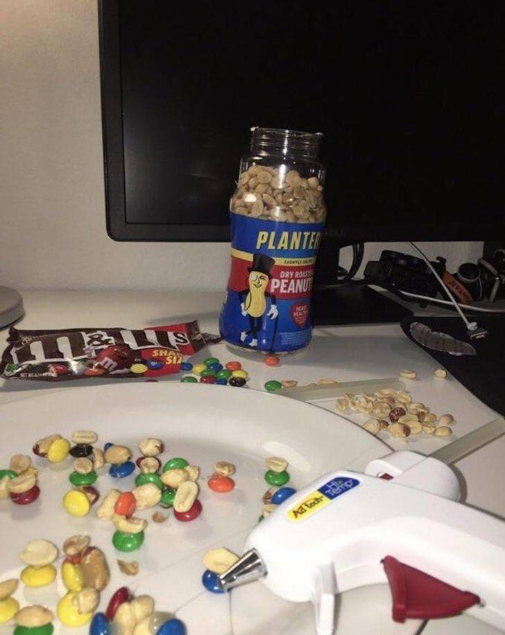 homemade peanut mms with glue gun