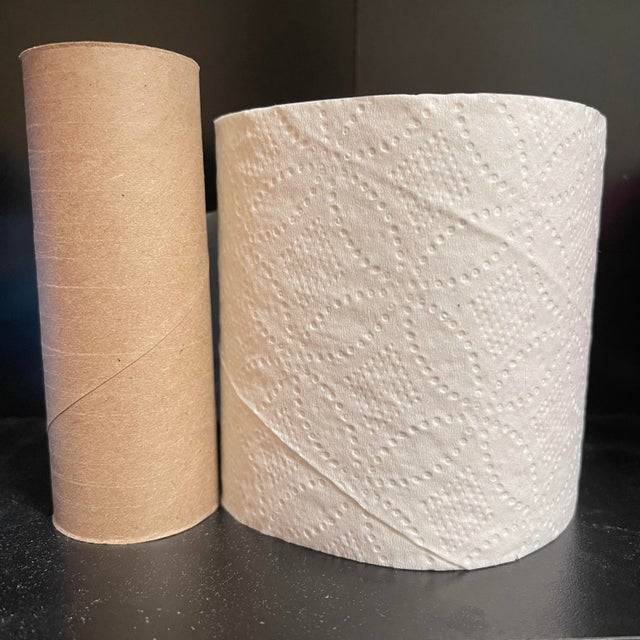 toilet paper roll with large inner cardboard tube