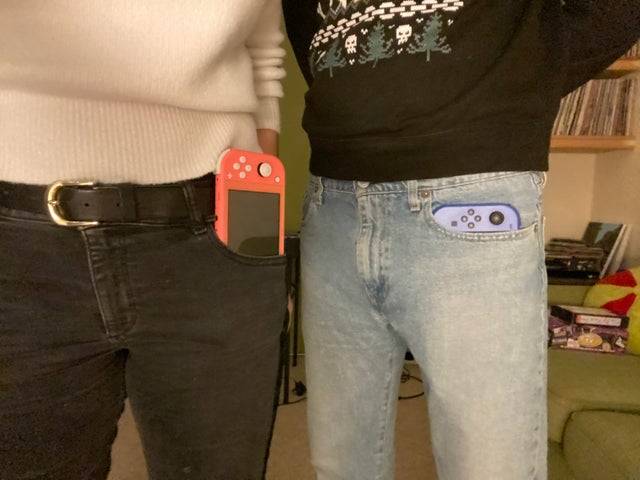 big pocket and small pocket with nintendo switches in them