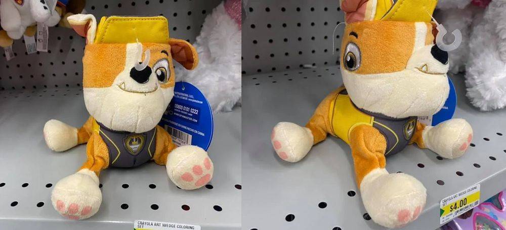 distorted paw patrol character stuffed toy