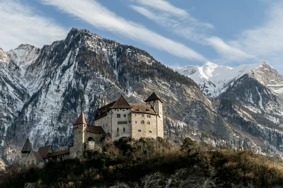 view of the Gutenberg Castle on January 23, 2019 in Balzers, Liechtenstein