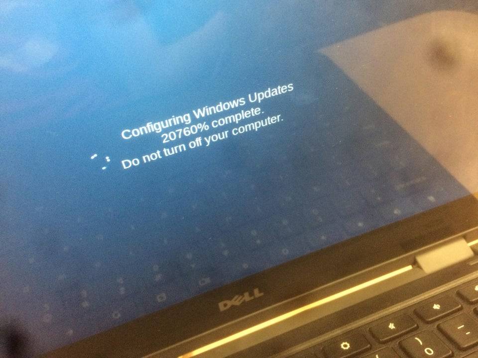 windows update that is 20760% complete and has been updating for a week
