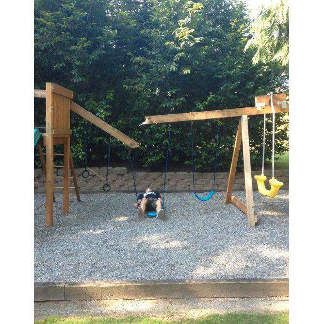 man falls off broken swing