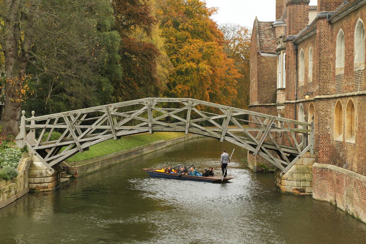 Mathematical Bridge Is Completely Made A Straight Timber Wood