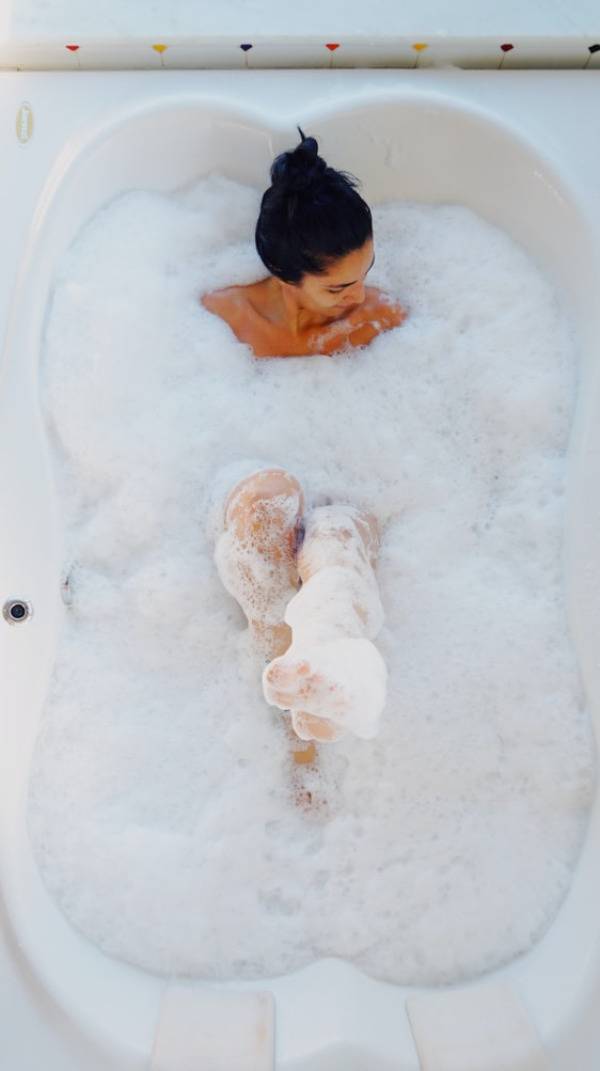 woman in bubble bath
