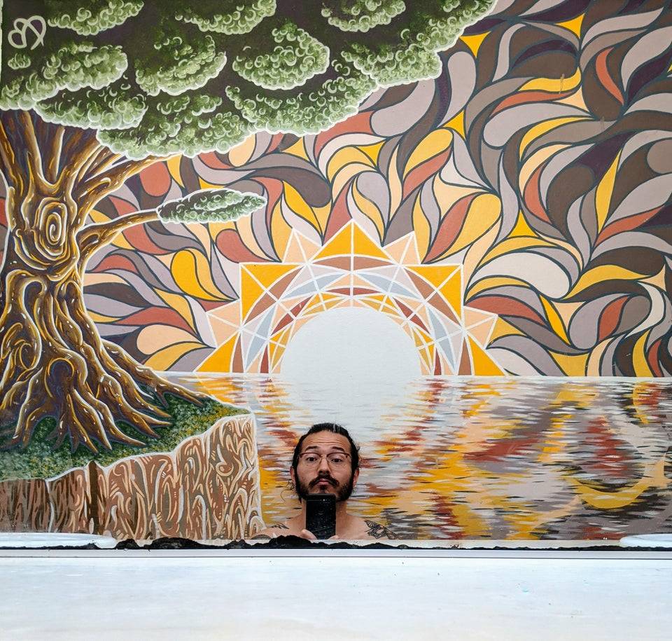 incredible detailed bathroom mural done during quarantine