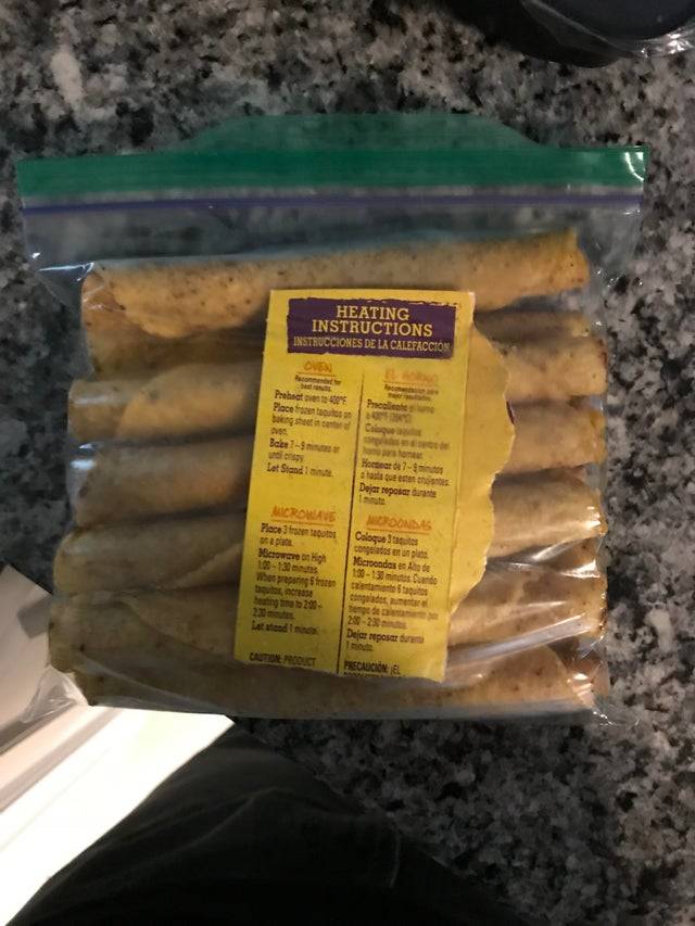 frozen taquitos in bag