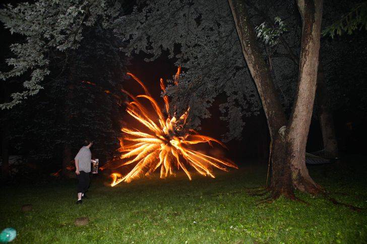 fireworks accidentally ignite in middle of forest