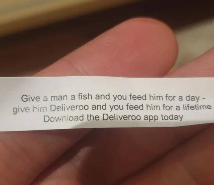 fortune cookie paper is really just an add for a delivery service