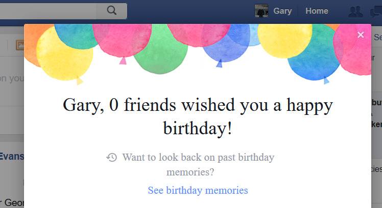 gary has 0 friends facebook notification