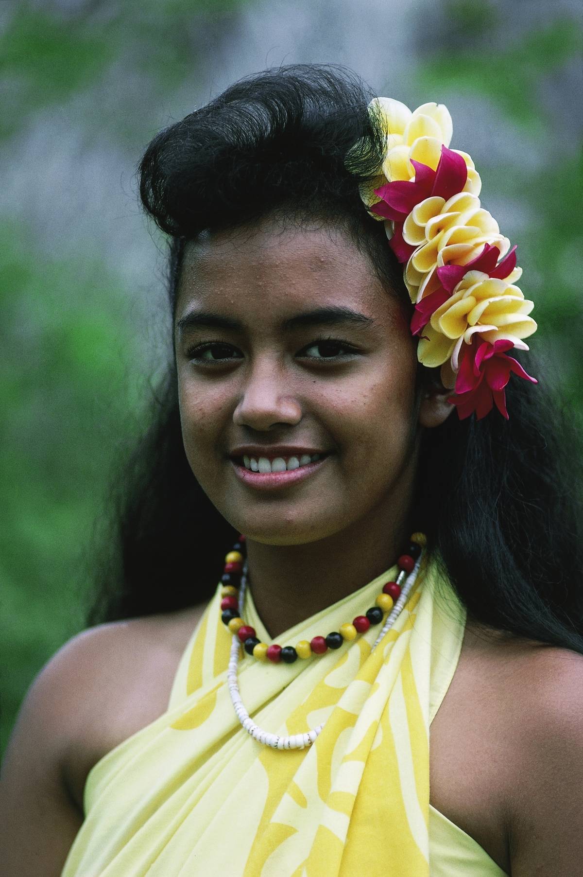 Girl with flowers in her hair, Kona District