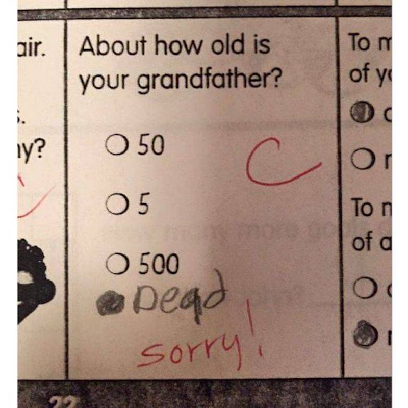 how old is grandfather test question
