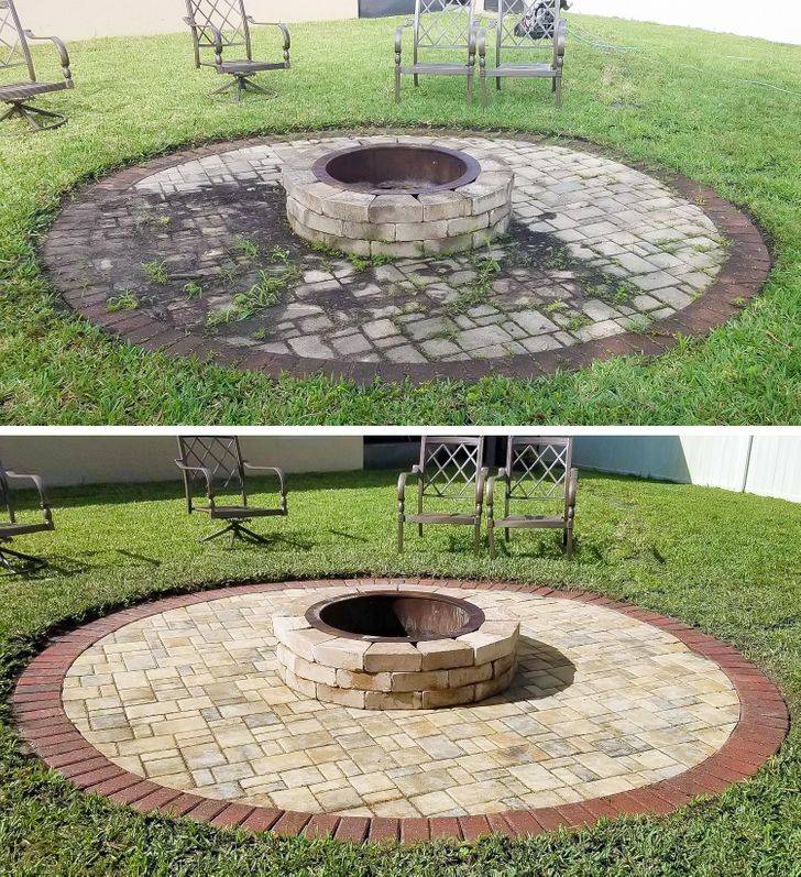 power wash firepit before and after