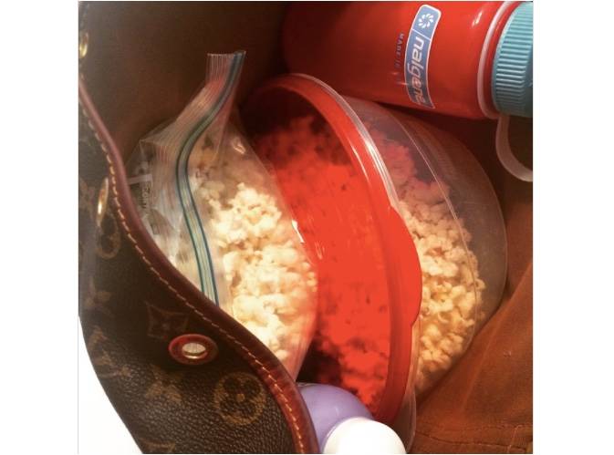plastic bags of popcorn in purse