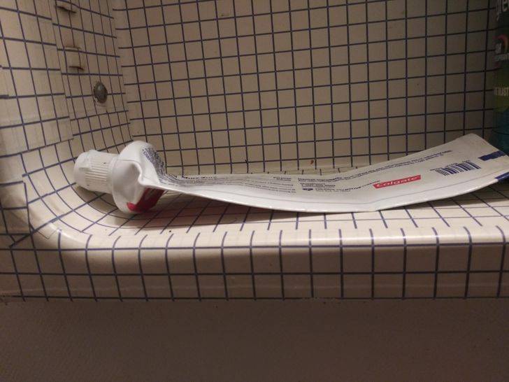 flattened toothpaste tube