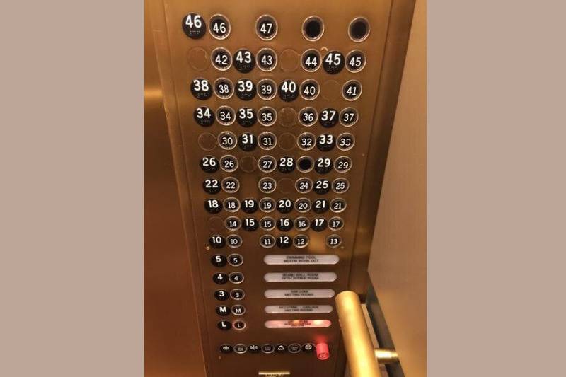 Elevator panel is all over the place
