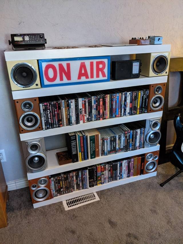 shelves made with old speakers