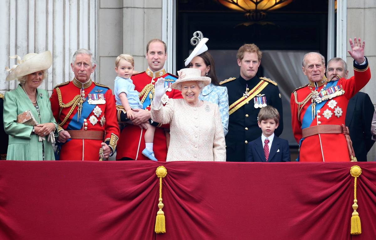 The Royal family watchs the fly-past from the balcony of Buckingham Palace following the Trooping The Colour ceremony.