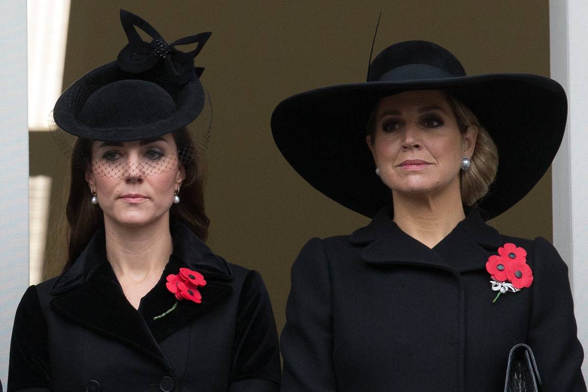 Catherine, Duchess of Cambridge and Queen Maxima of the Netherlands attend the annual Remembrance Sunday.