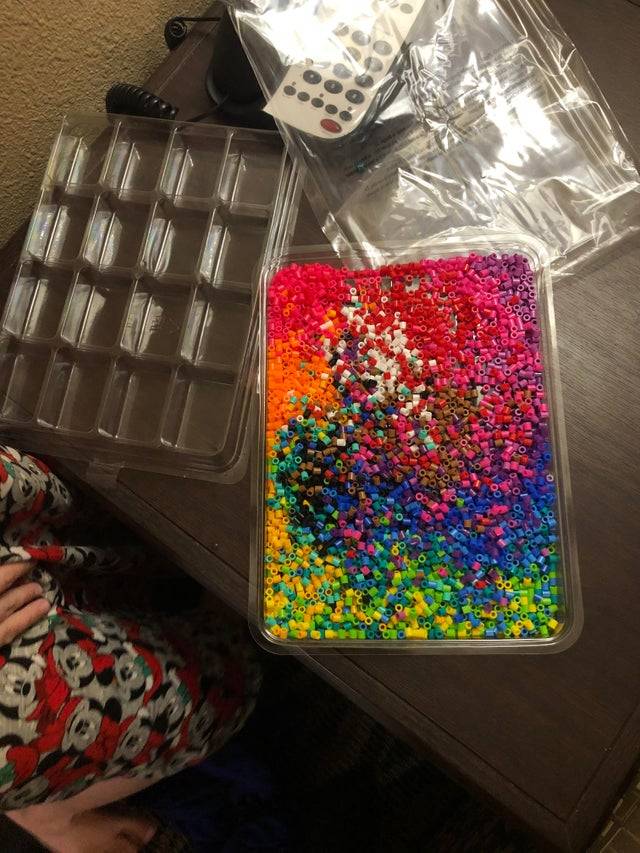 bead package opened upside down so its no longer sorted