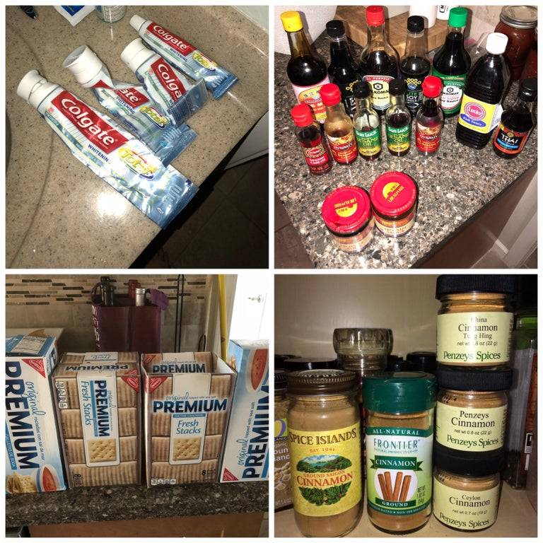 wife who doesnt check stock before buying groceries so she keeps buying things they already have