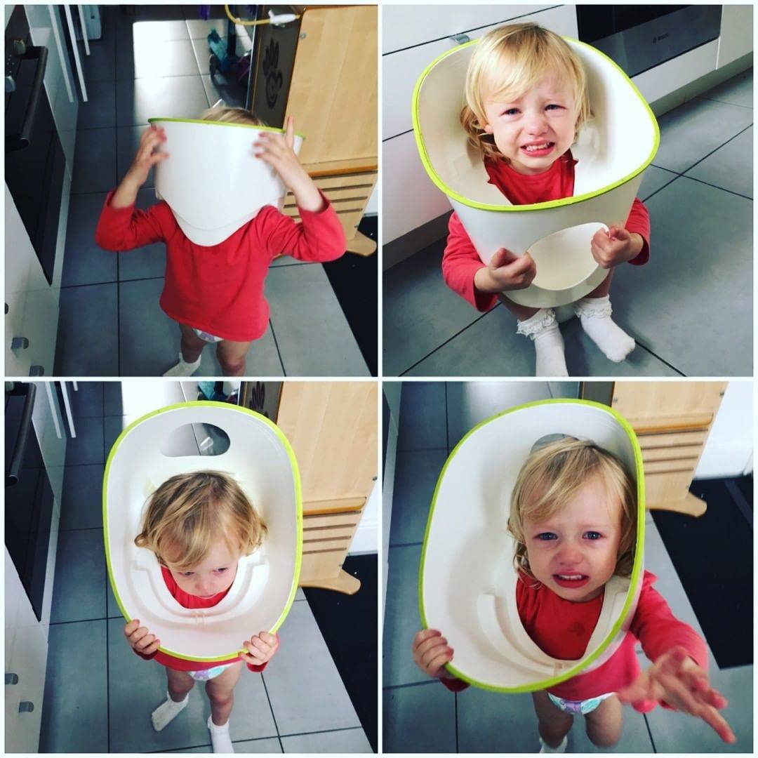 kid stuck in potty crying