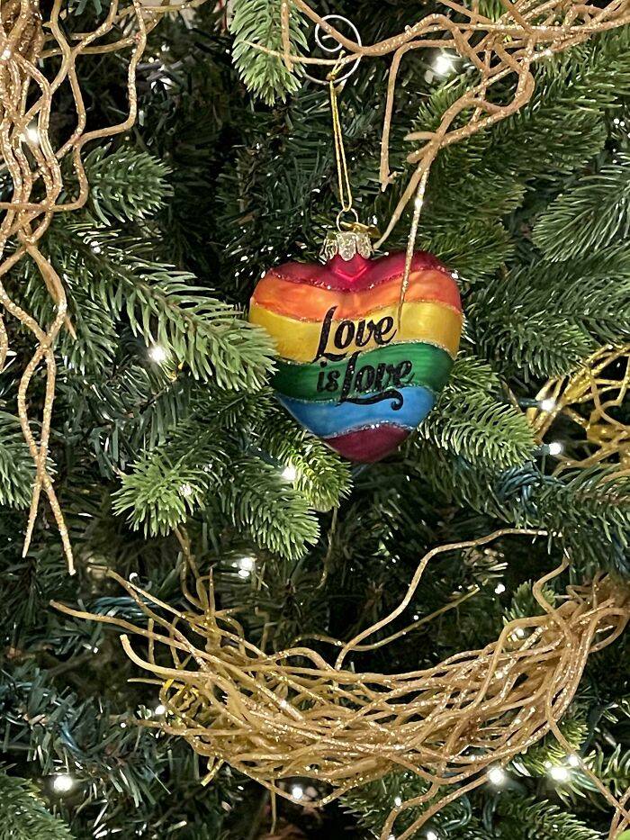rainbow heart christmas tree ornament