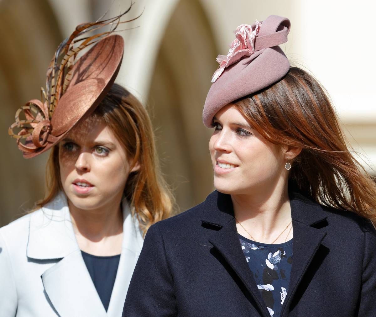 Princess Beatrice and Princess Eugenie wear hats on Easter Sunday.