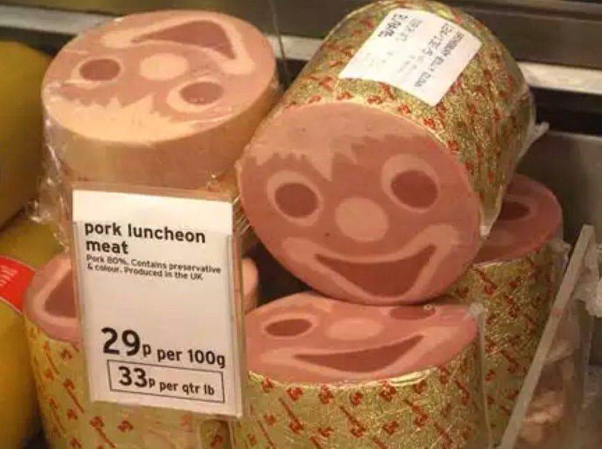 luncheon meat with clown face