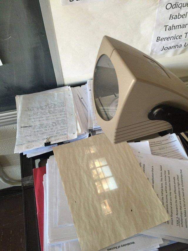 window projected onto paper