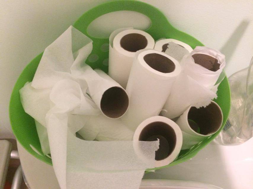 half finished toilet paper 