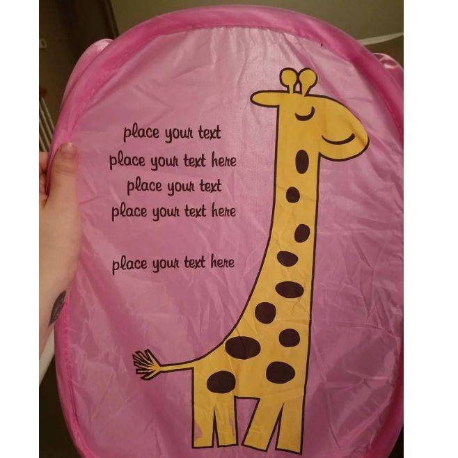 place your text here on laundry basket