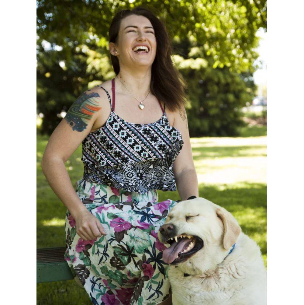 dog coughing during photo shoot