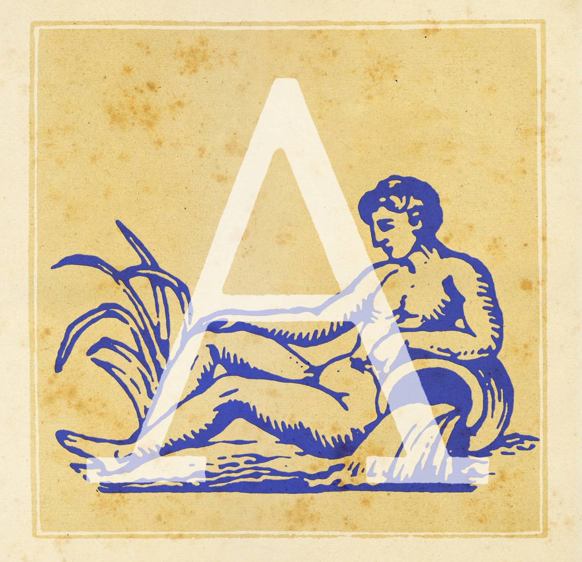 Capital letter A with Aquarius zodiac sign 