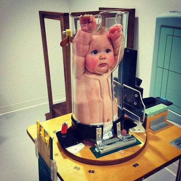 small chubby baby in xray machine