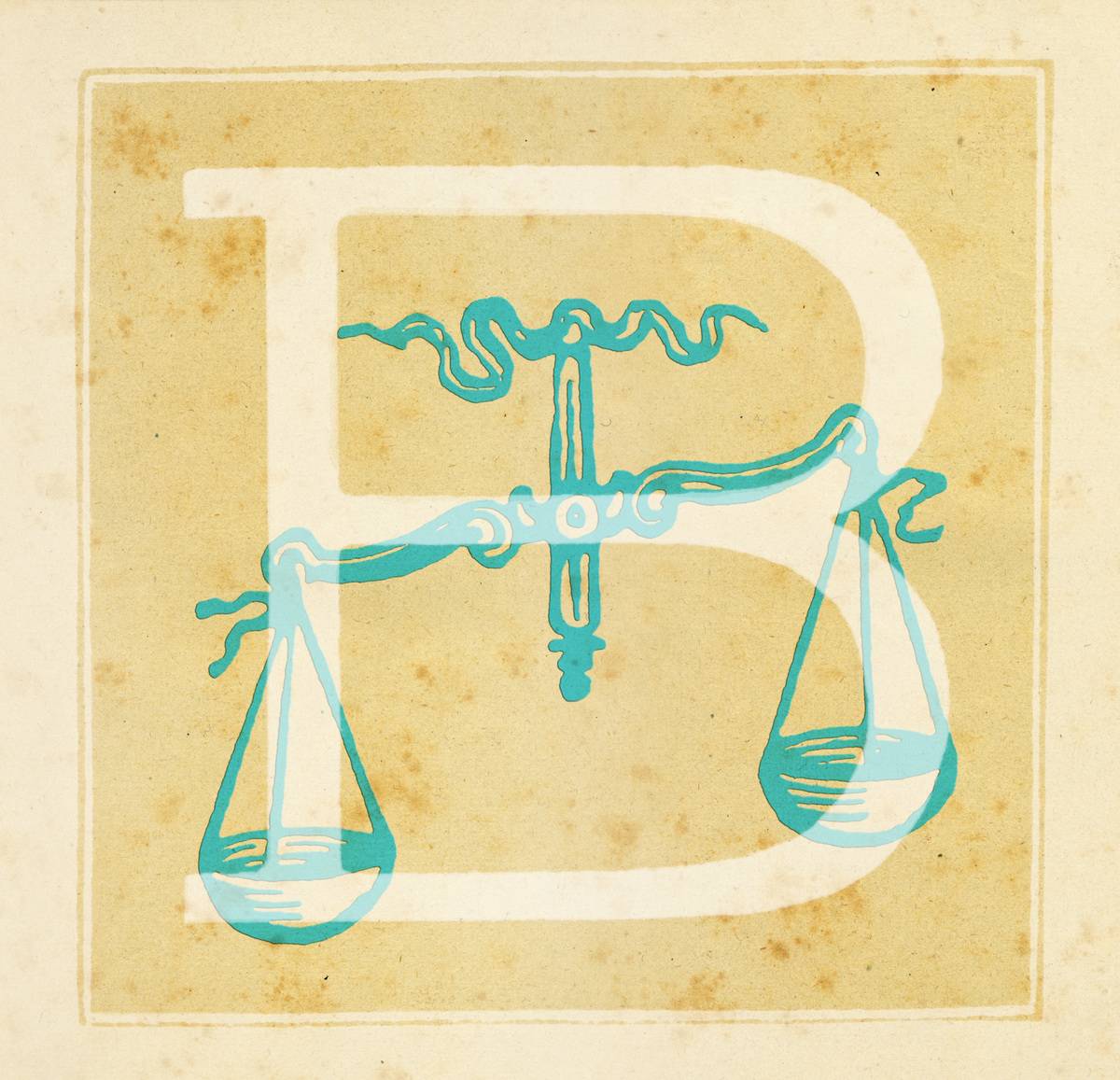 Capital letter B with the Balance Zodiac sign