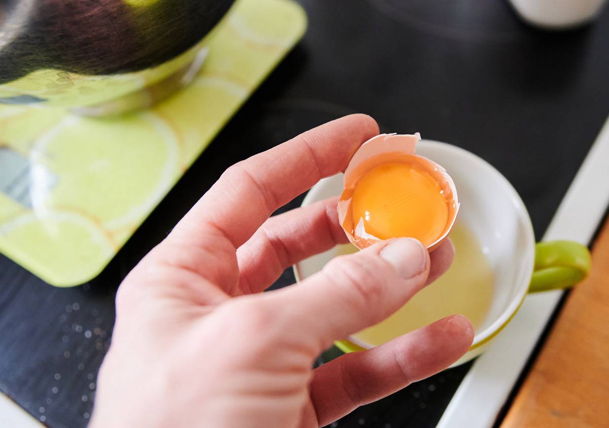 Photo of an egg yolk in the shell