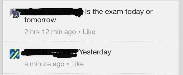 exam date was yesterday