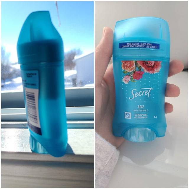 underfilled deodorant bottle